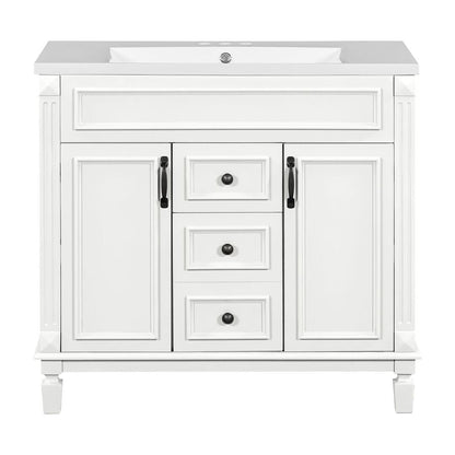 36'' Modern Bathroom Vanity with Top Sink and Mirror Cabinet,2 Doors and 2 Drawers