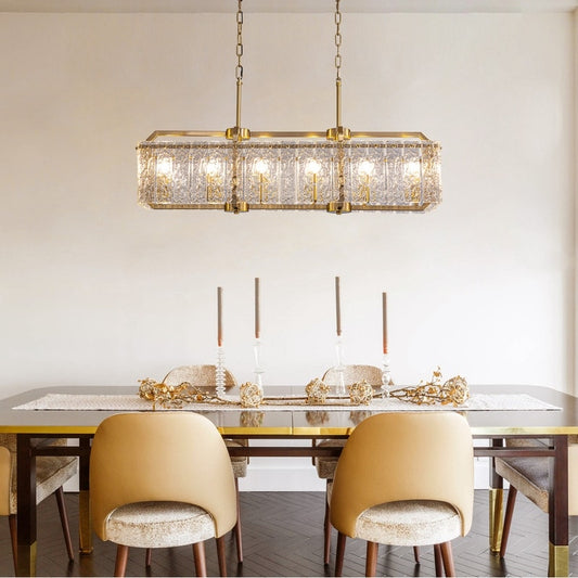 40 in. Linear Modern Crystal Chandeliers 16-Light Brass Gold Rectangular Chandelier for Dining Living Room Kitchen Island