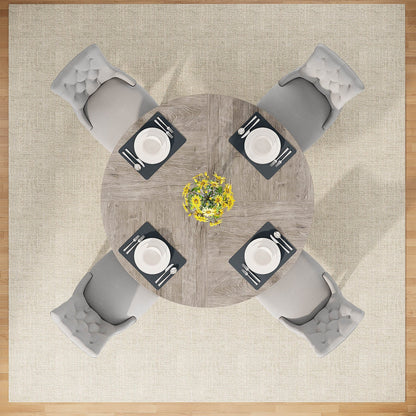 47 Round Dining Table for 4, Farmhouse Kitchen Table Small Dinner Table Wood Kitchen Table for Dining Room Living Room