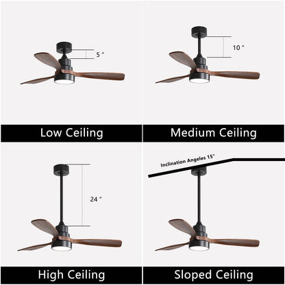 48 and 52 Integrated LED Ceiling Fan with Light and Remote, Reversible DC Motor