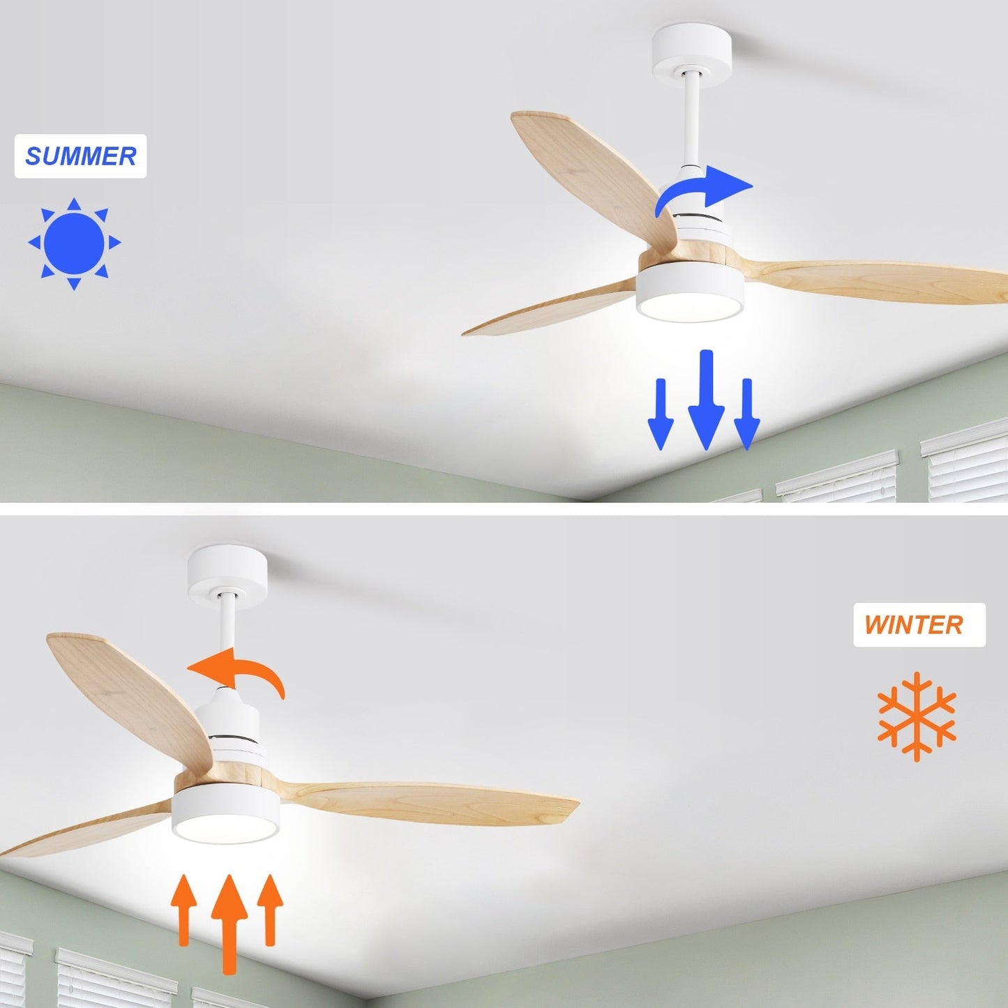 48 and 52 Integrated LED Ceiling Fan with Light and Remote, Reversible DC Motor