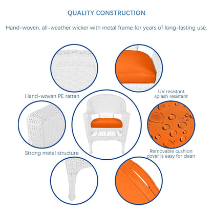 5-piece White Resin Wicker Dining Set