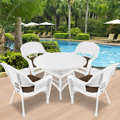 5-piece White Resin Wicker Dining Set