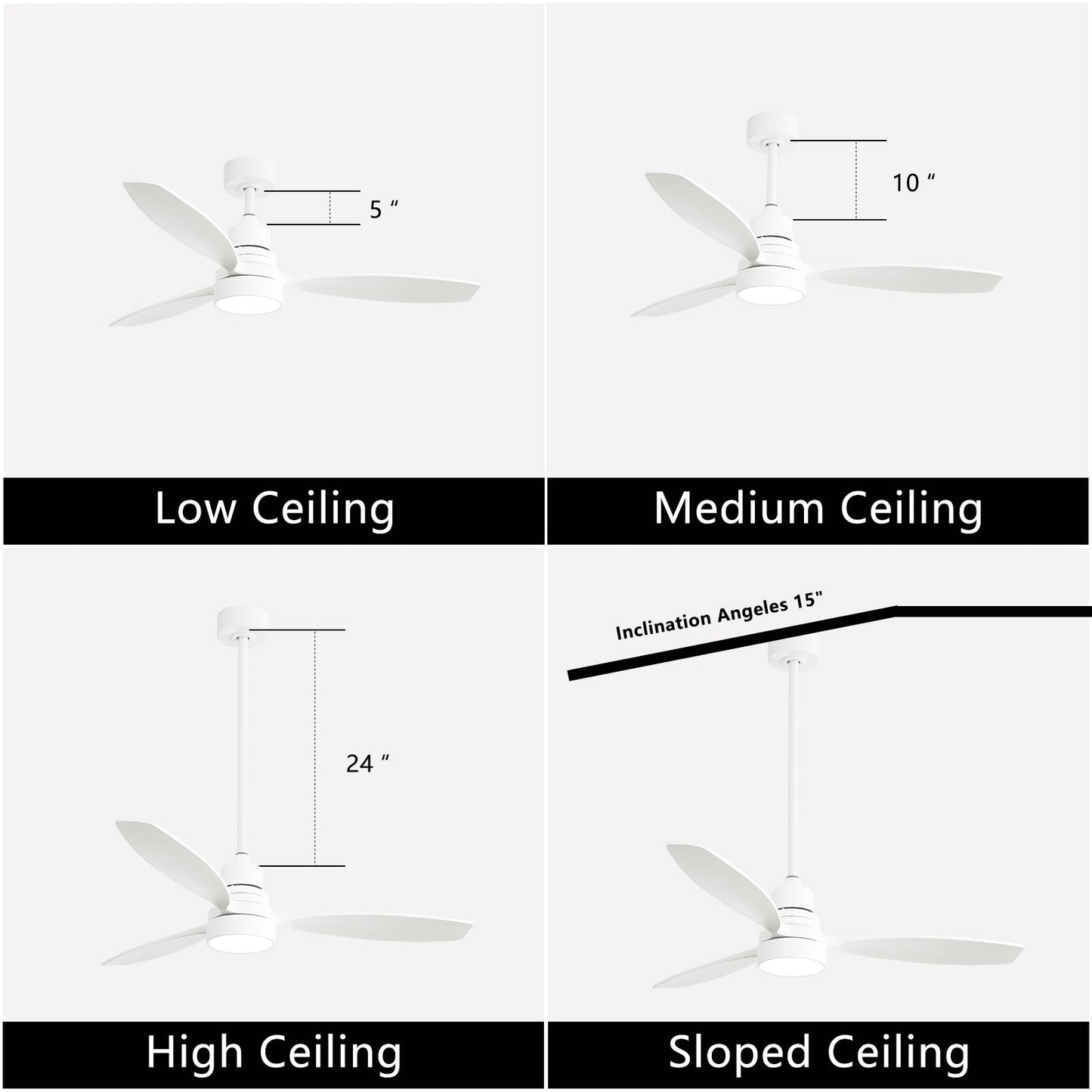 48 and 52 Integrated LED Ceiling Fan with Light and Remote, Reversible DC Motor