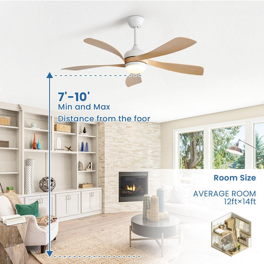 52 Inch Ceiling Fan with Remote & Lights Quiet DC Motor 5 Blade High CFM Modern Fan