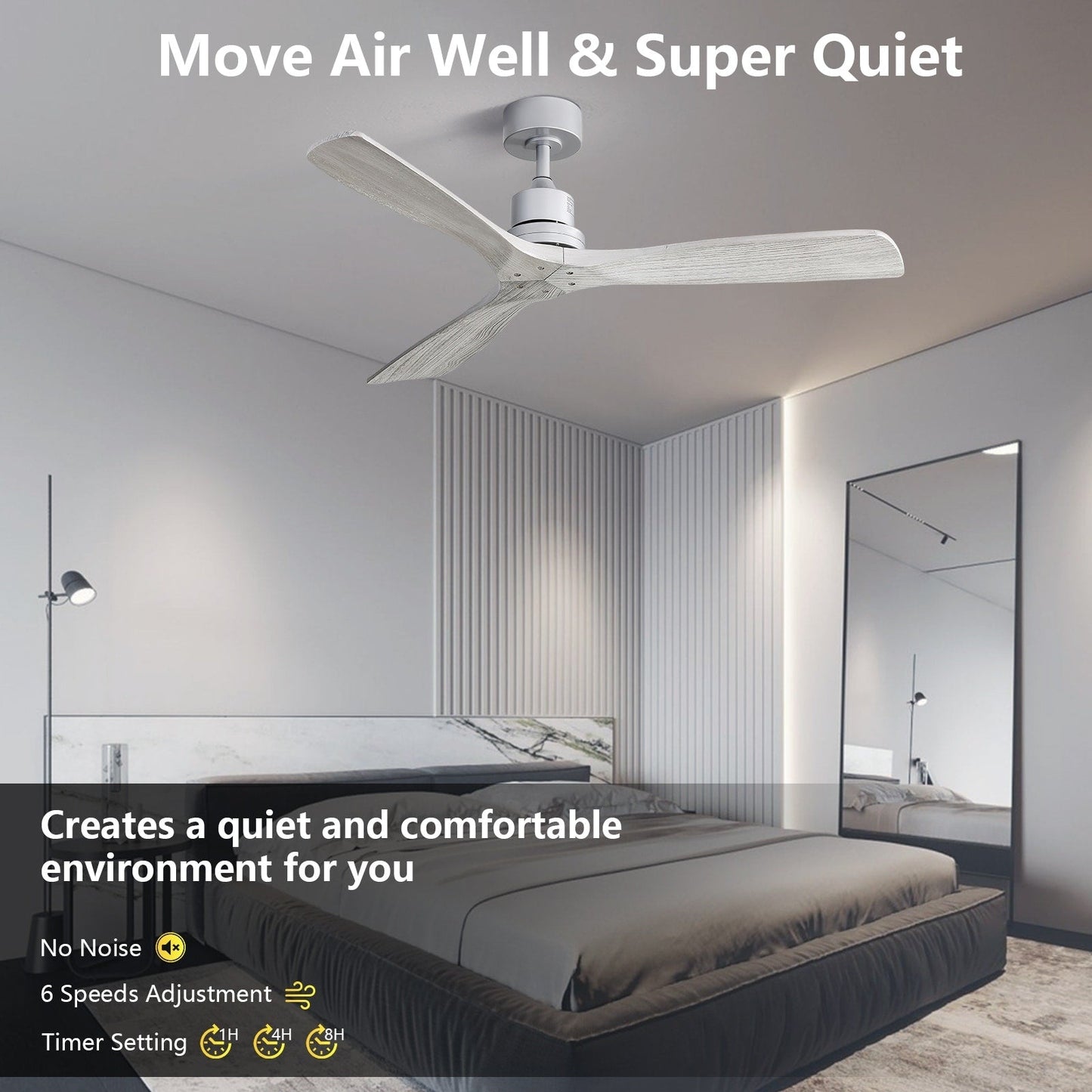 Sofucor 52 Indoor Wood Ceiling Fan Light with Remote, Integrated Light Optional