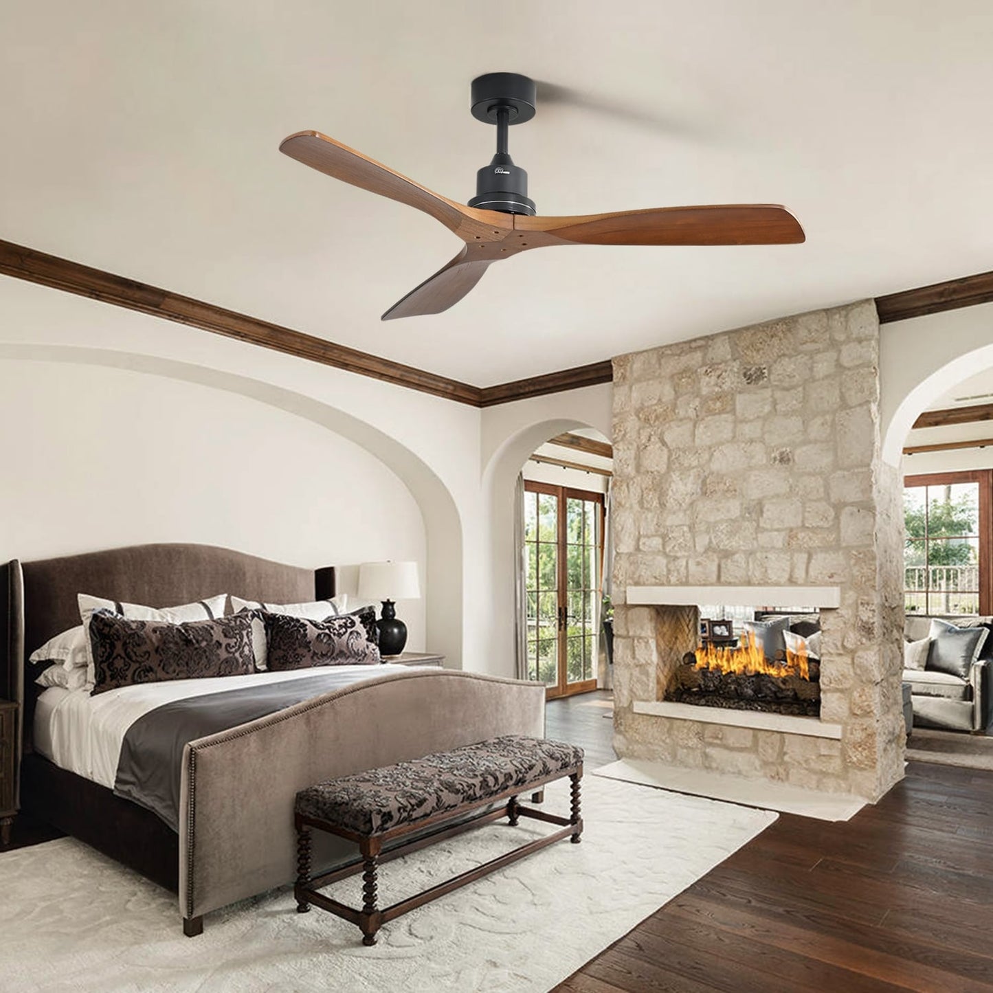 Sofucor 52 Indoor Wood Ceiling Fan Light with Remote, Integrated Light Optional