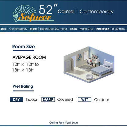 52 inch Modern Solid Wood / ABS Ceiling Fan With Remote Control(No Light),6 WInd Speed,Reversible Airflow