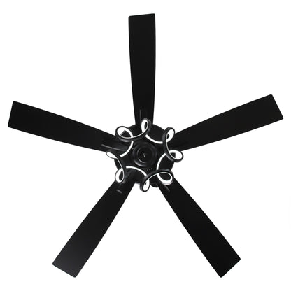 52 Modern Chrome/ Black Indoor Dimmable LED Ceiling Fan with Light and Remote