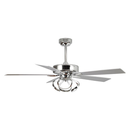 52 Modern Chrome/ Black Indoor Dimmable LED Ceiling Fan with Light and Remote