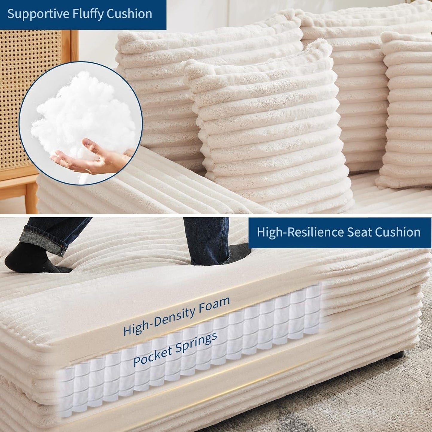 54'' Upholstered Sofa Bed with Pillows and Arms Indoor Oversized Coffee Chair Comfortable Corduroy Sleeper Sofa