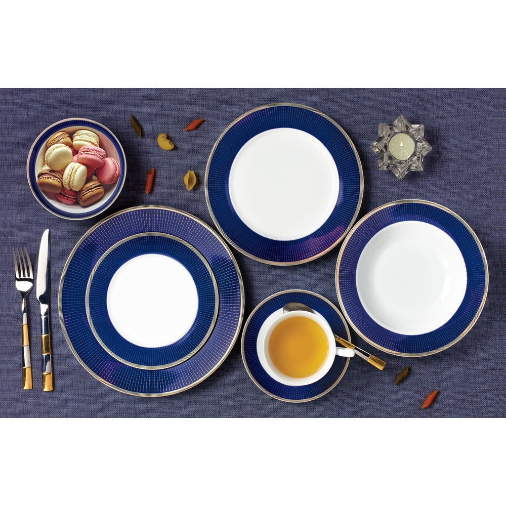 57-piece Bone China Dinnerware Set - Midnight - Gold