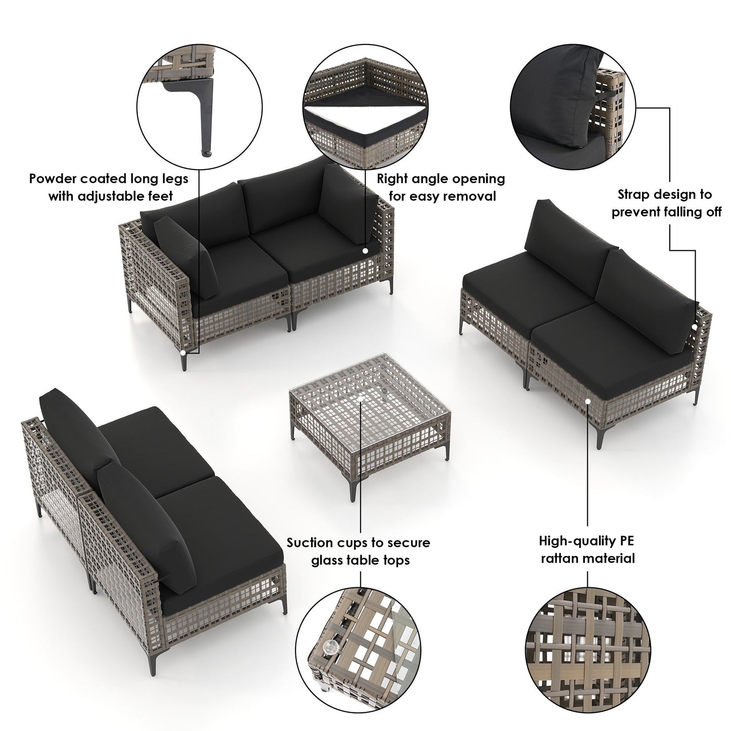 6 - Person Outdoor Sectional Seating Group with Cushions
