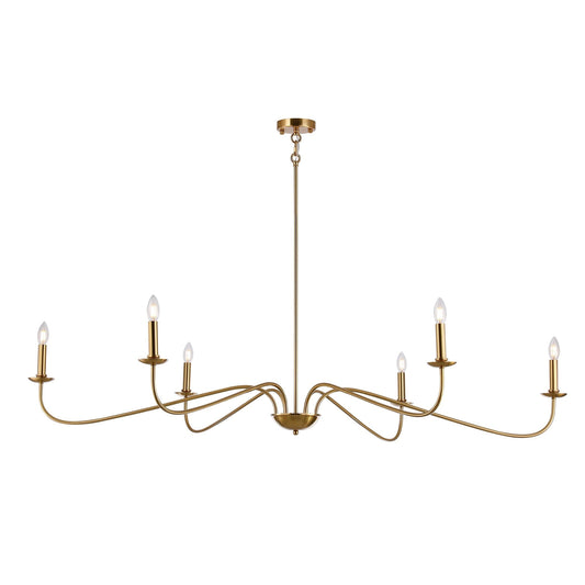 6 Light 64 Inches Minimalist Chandelier in Matte Black / Gold /Chrome - N/A