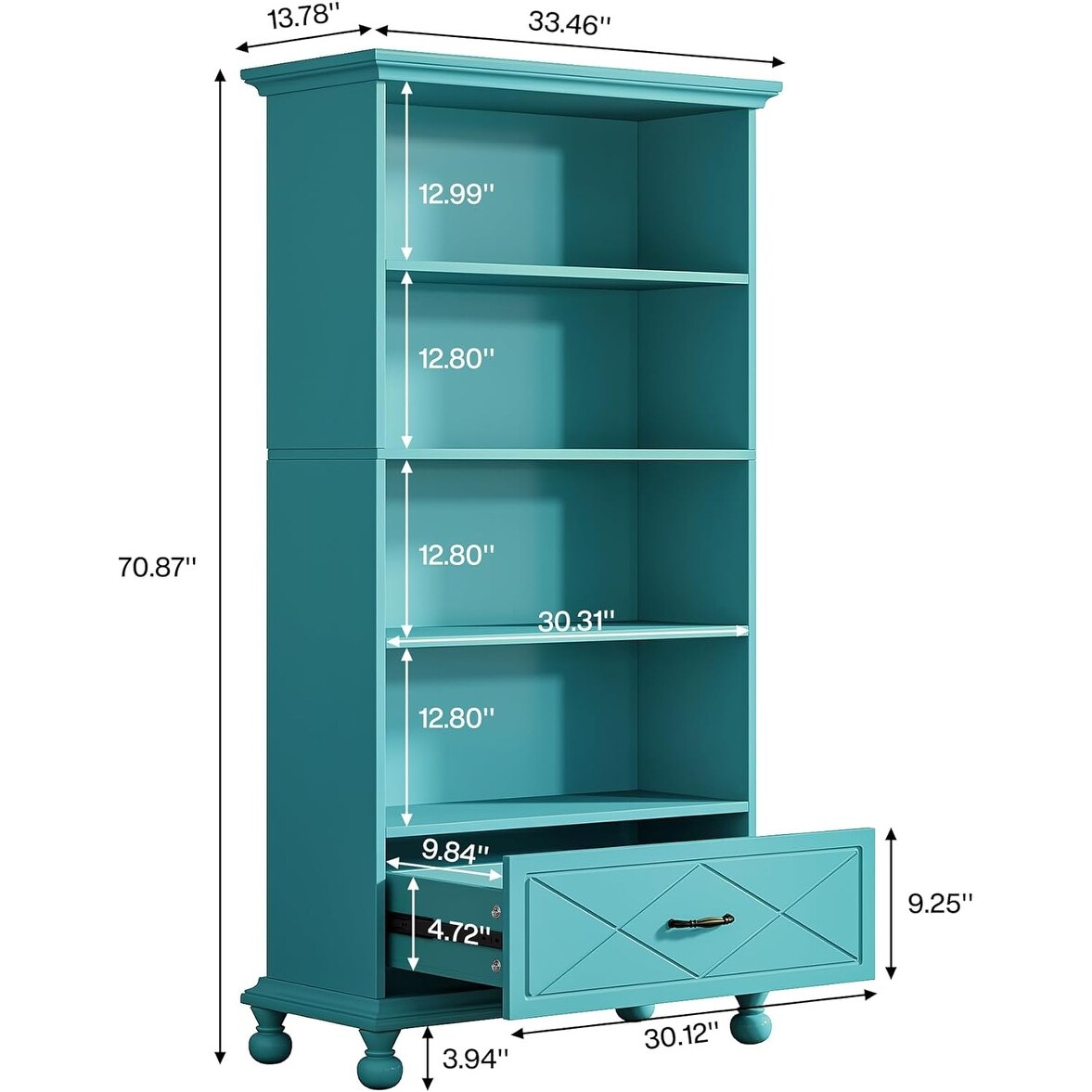 6-Shelf Bookcase Bookshelf with Drawer 71 Book Shelf for Living Room