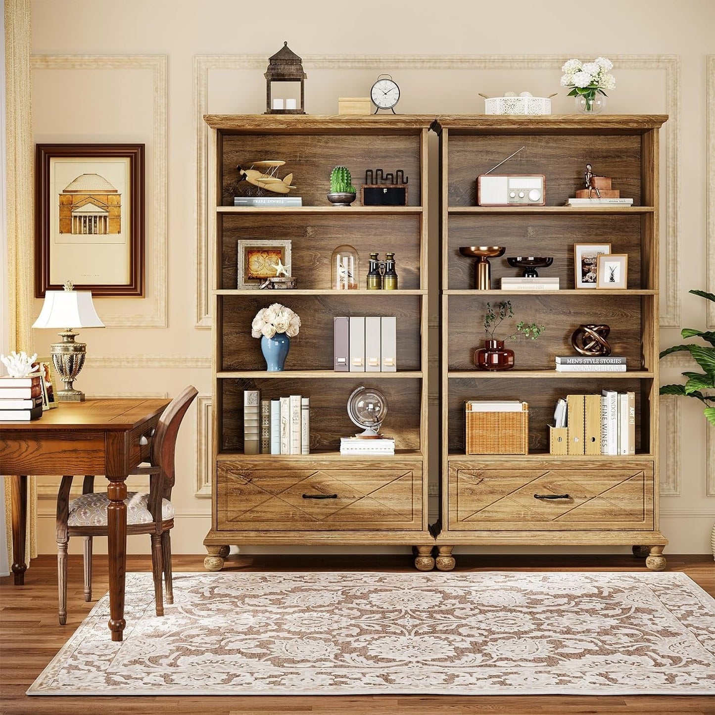 6-Shelf Bookcase Bookshelf with Drawer 71 Book Shelf for Living Room