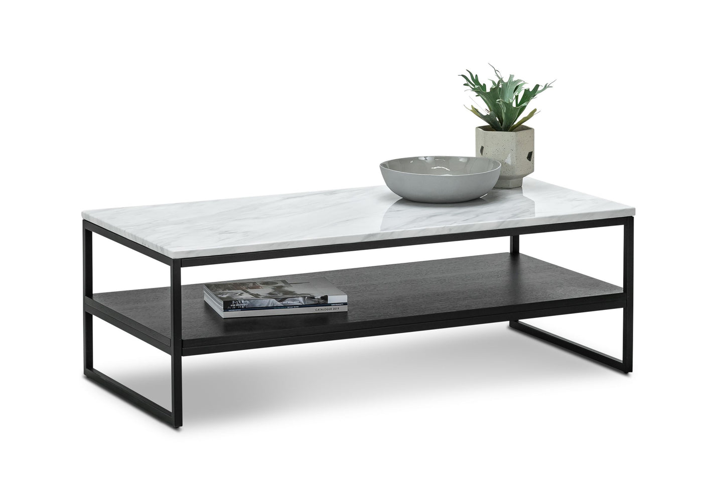 Brink 1.2m White Marble Coffee Table - Black