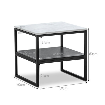 Brink White Marble Side Table - Black