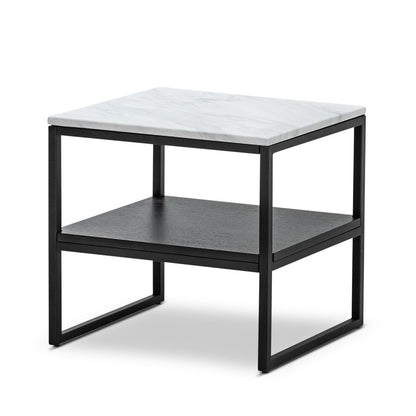 Brink White Marble Side Table - Black