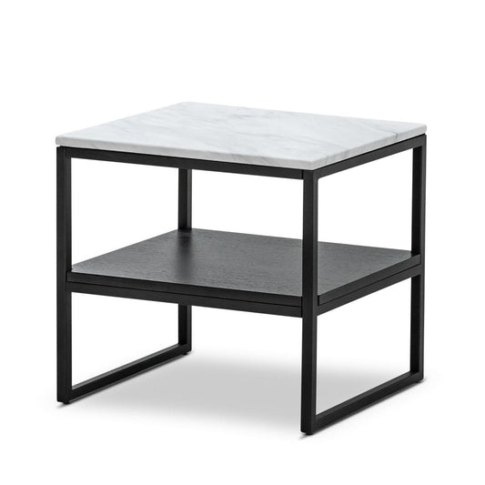 Brink White Marble Side Table - Black
