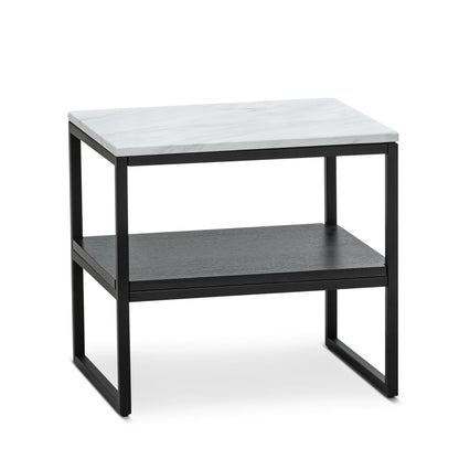 Brink White Marble Side Table - Black