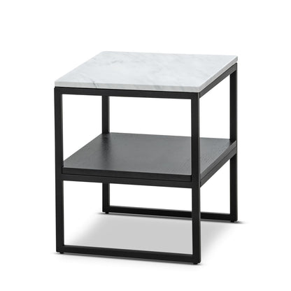 Brink White Marble Side Table - Black