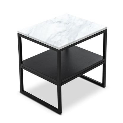 Brink White Marble Side Table - Black