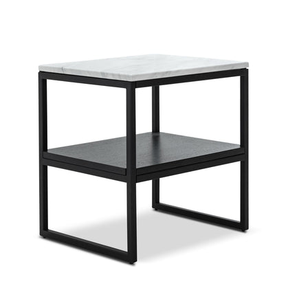 Brink White Marble Side Table - Black