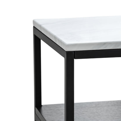 Brink White Marble Side Table - Black