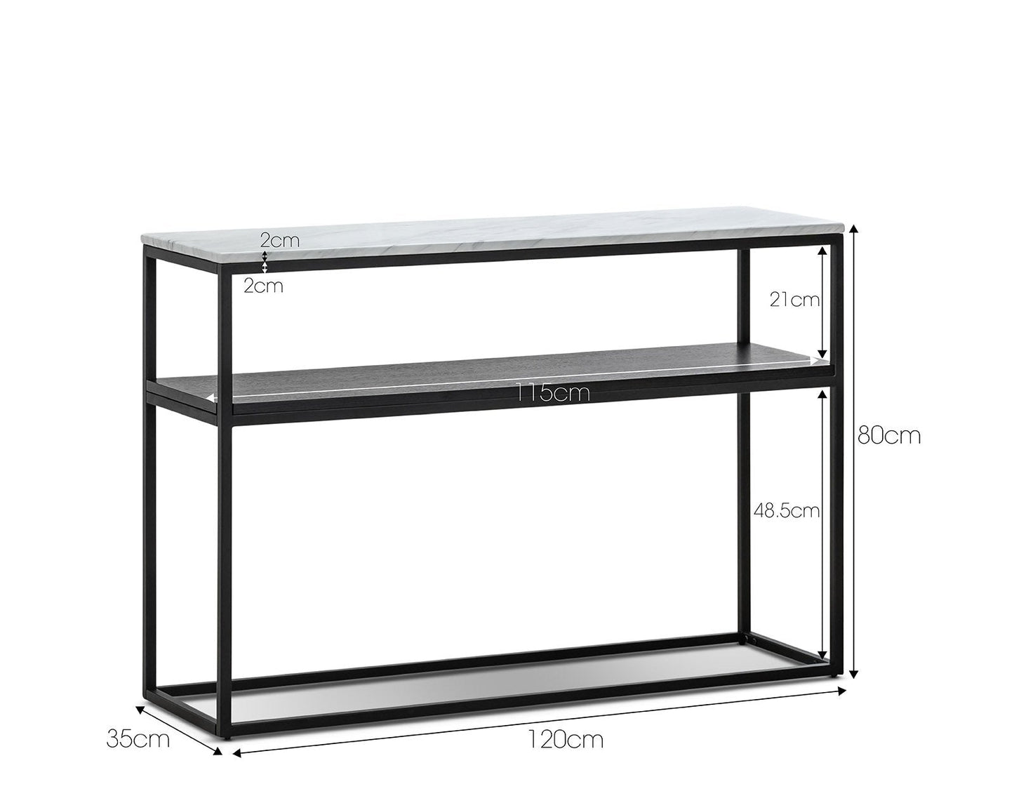 Brink 1.2m White Marble Console Table - Black