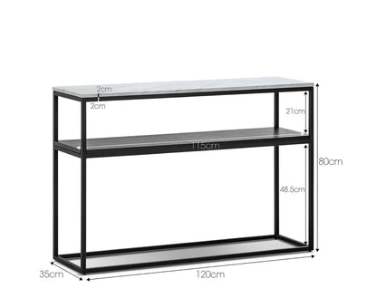 Brink 1.2m White Marble Console Table - Black