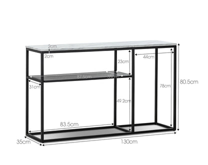 Brink 1.3m White Marble Console Table - Black