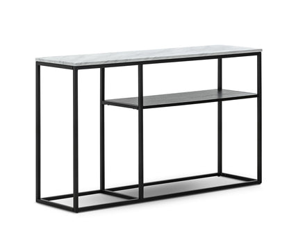 Brink 1.3m White Marble Console Table - Black