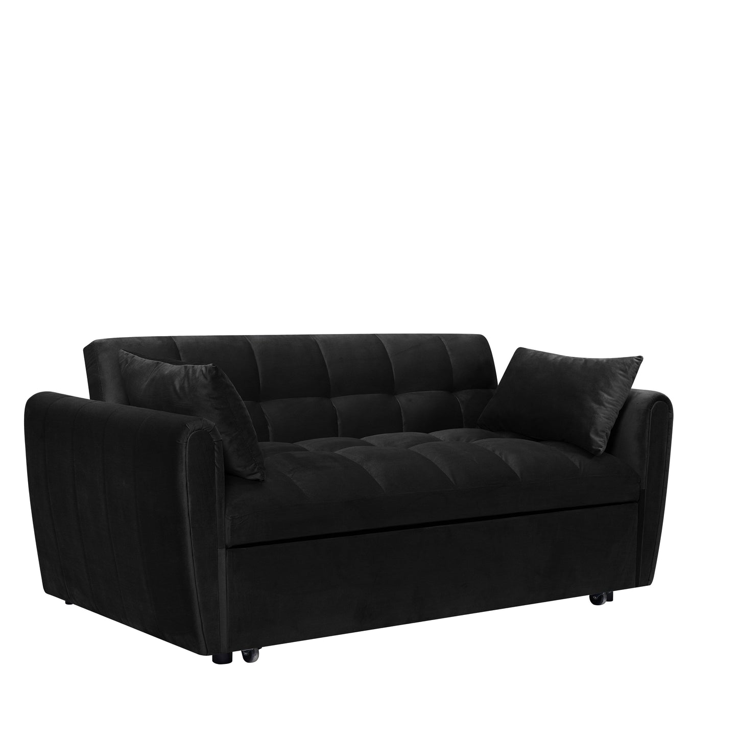 64.96 Velvet 3-in-1 Convertible Sofa Bed with Adjustable Back, Storage Pocket, and 500lb Weight Capacity