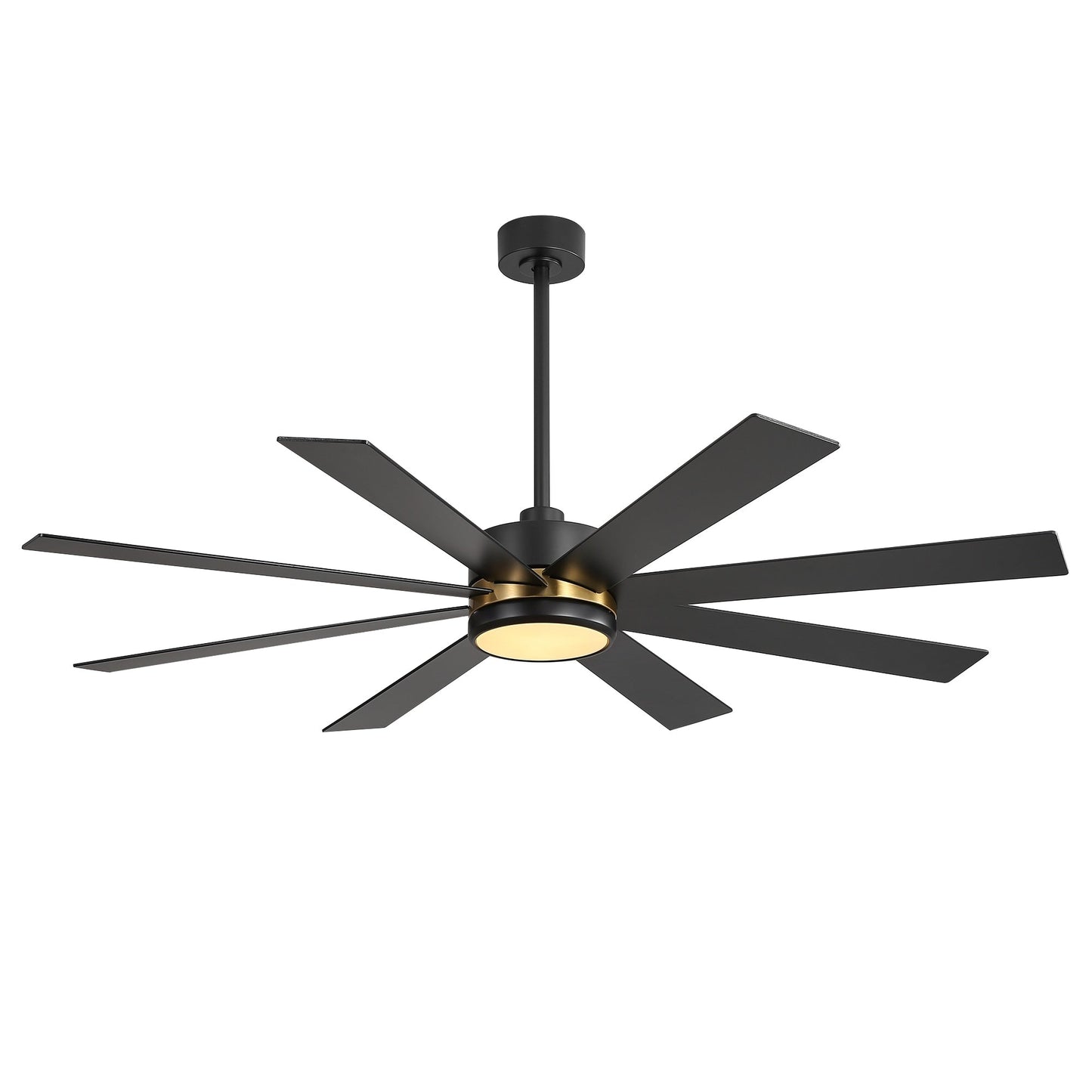 65 Inch 8-Blade Black LED Ceiling Fan with Light and Remote