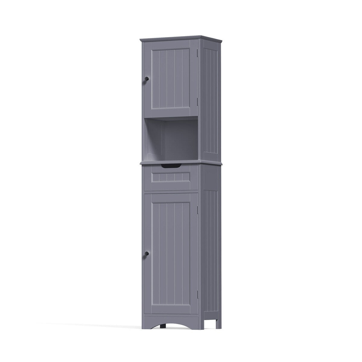 67'' Tall Bathroom Narrow Linen Cabinet, 5 Tiers Solid Wood Freestanding Storage Cabinet