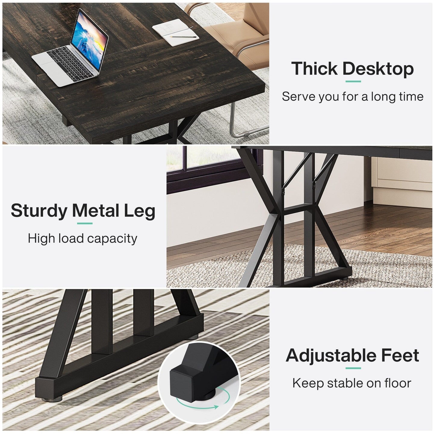 70.8-Inch Executive Desk, Large Computer Office Desk Workstation