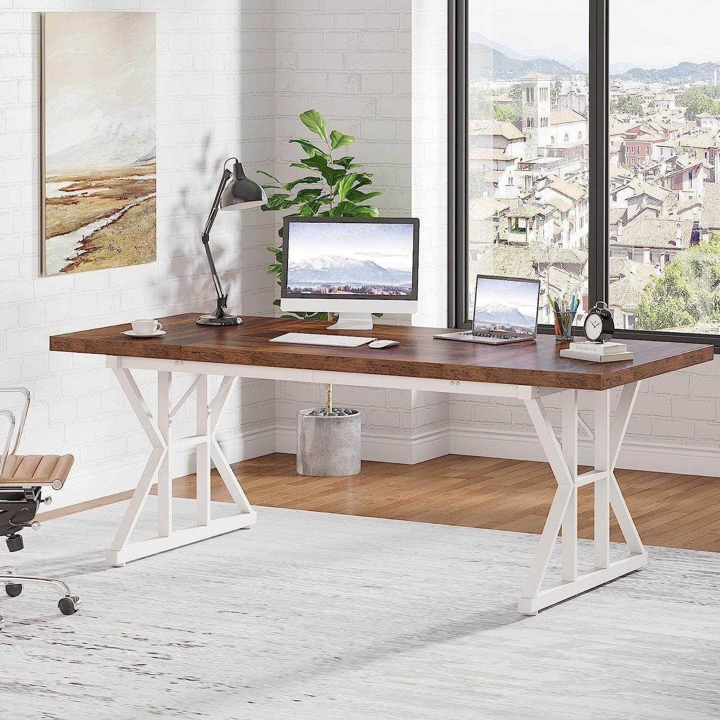 70.8-Inch Executive Desk, Large Computer Office Desk Workstation