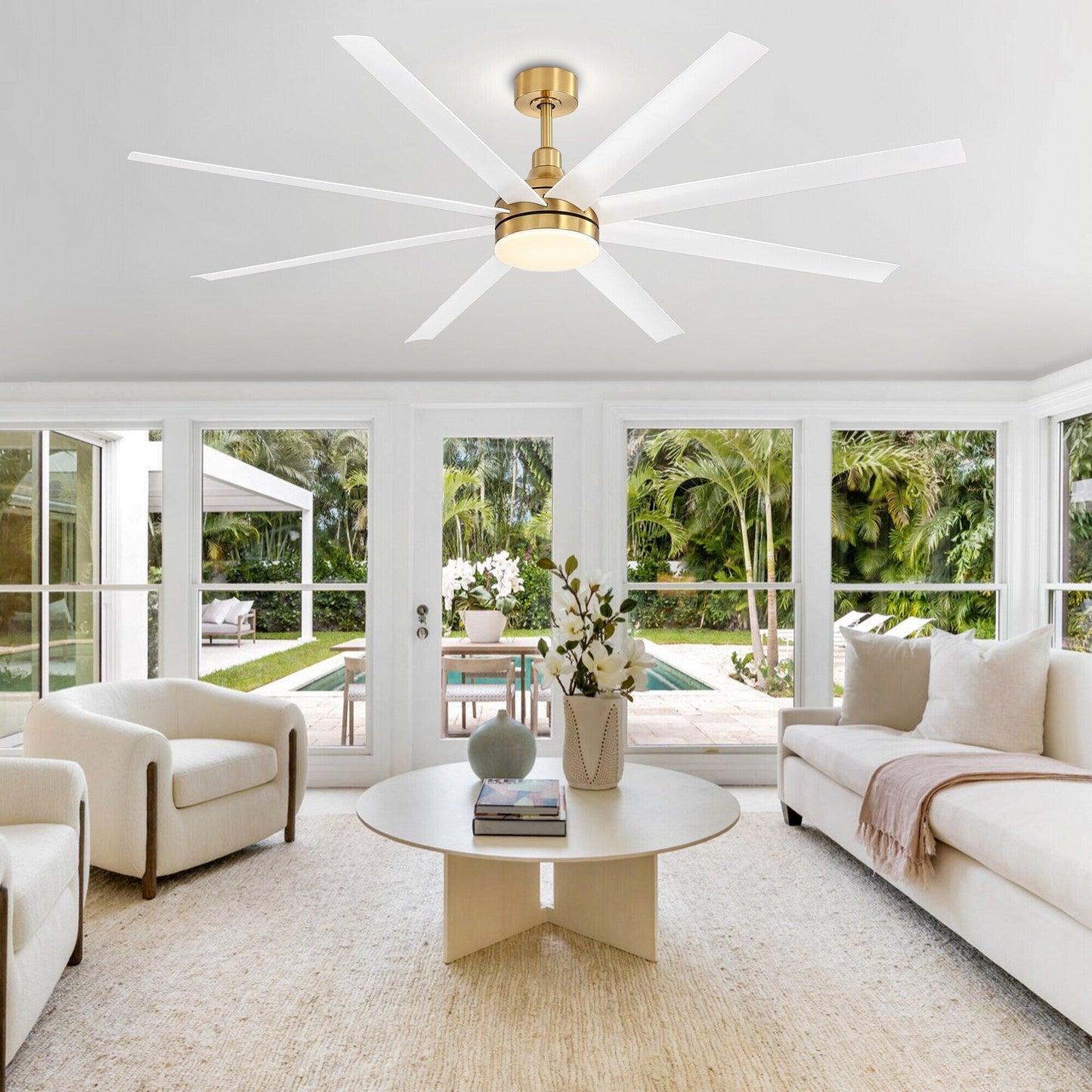 72 Large Ceiling Fans with LED Light Remote Control-8 Blade - 72 Inch