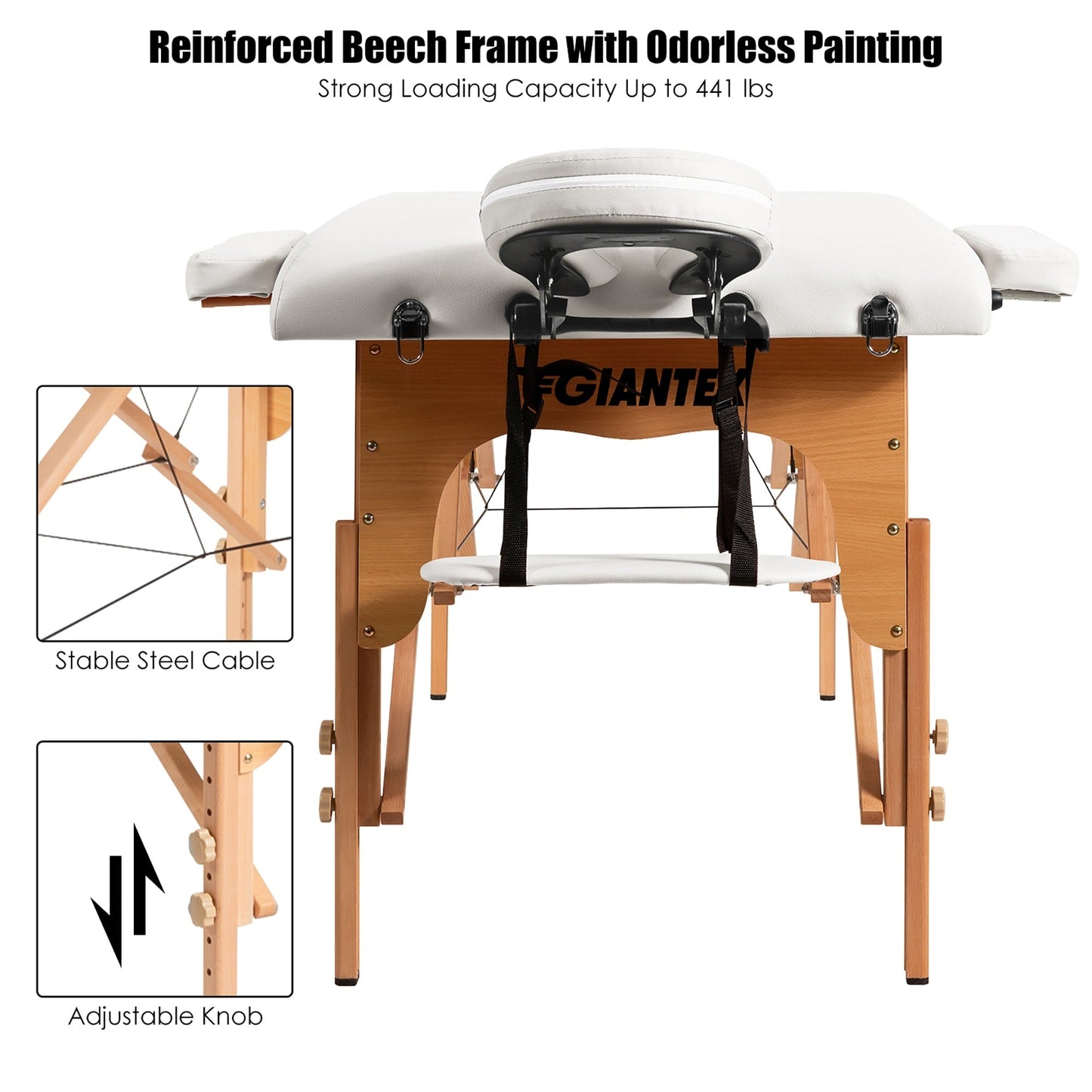 84''L Portable Massage Table Adjustable Facial Spa Bed Tattoo w/ Carry