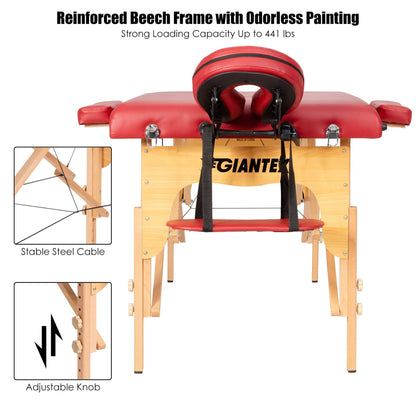 84''L Portable Massage Table Adjustable Facial Spa Bed Tattoo w/ Carry