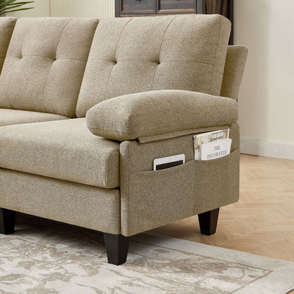 86.22 L Shaped Sectional Sofa with Side Storage Pockets