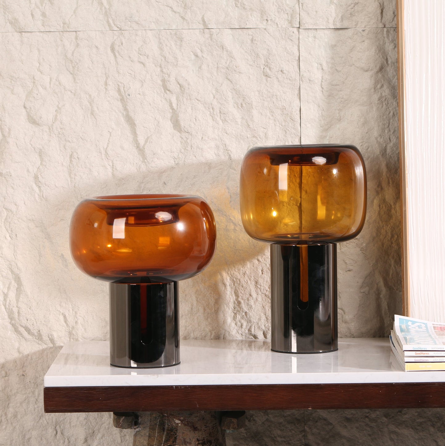 Brunelle Amber Large Glass Vase - Brown