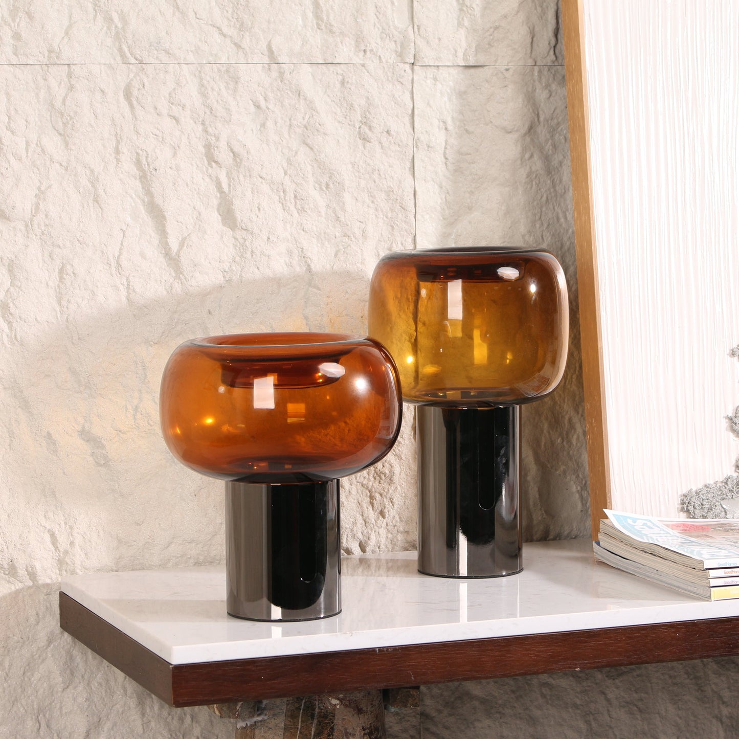 Brunelle Amber Large Glass Vase - Brown