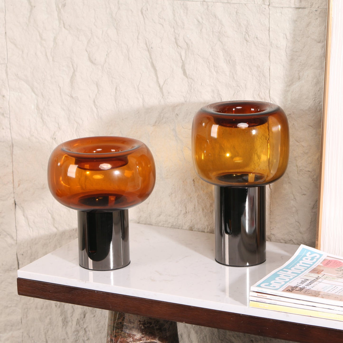 Brunelle Amber Large Glass Vase - Brown