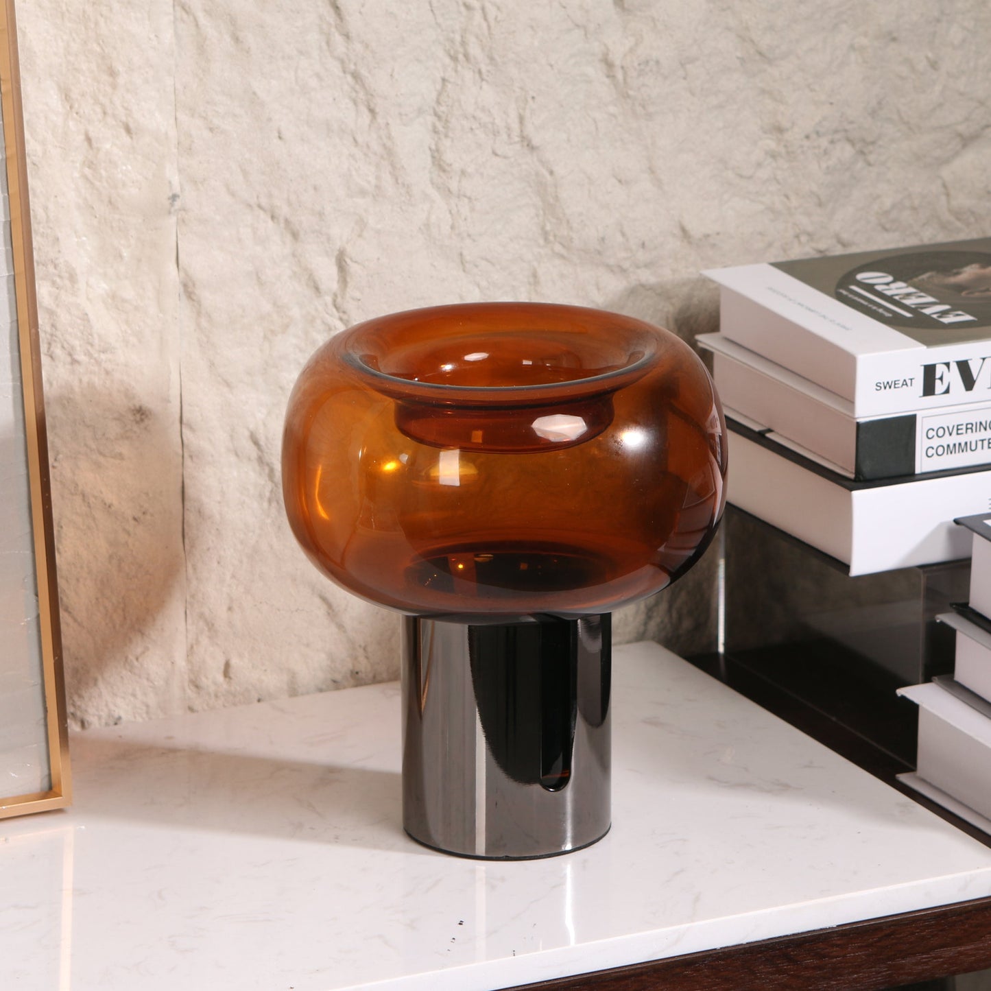 Brunelle Amber Large Glass Vase - Brown