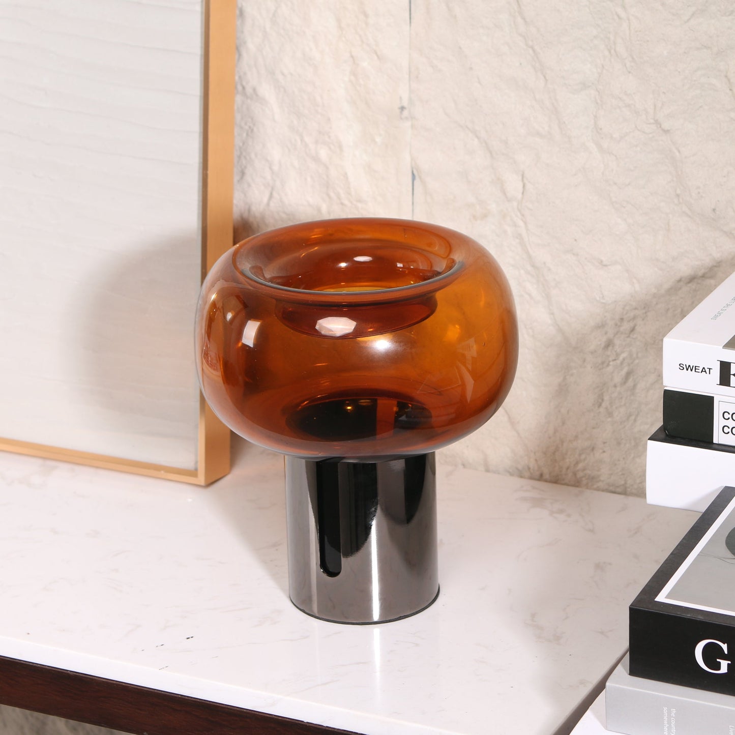 Brunelle Amber Large Glass Vase - Brown