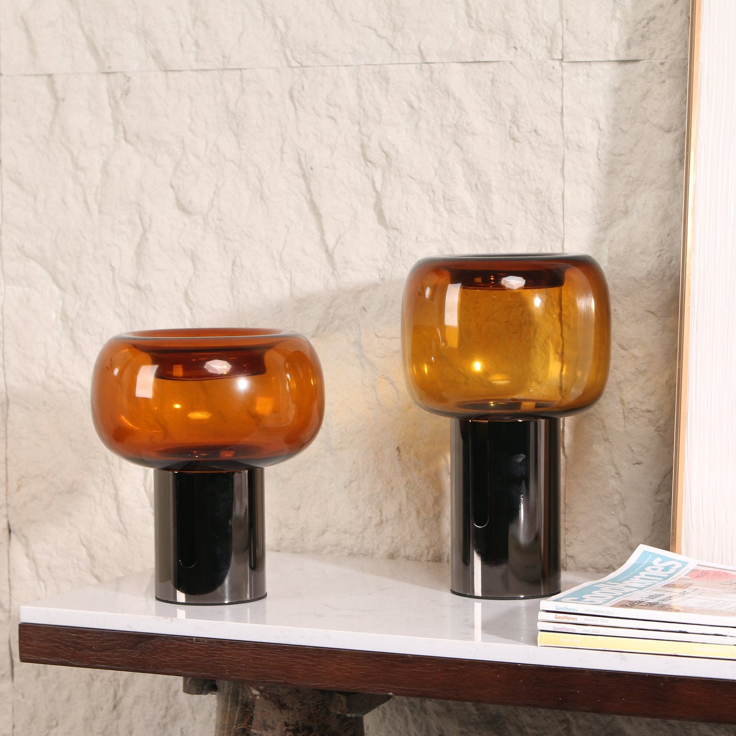 Brunelle Amber Large Glass Vase - Brown