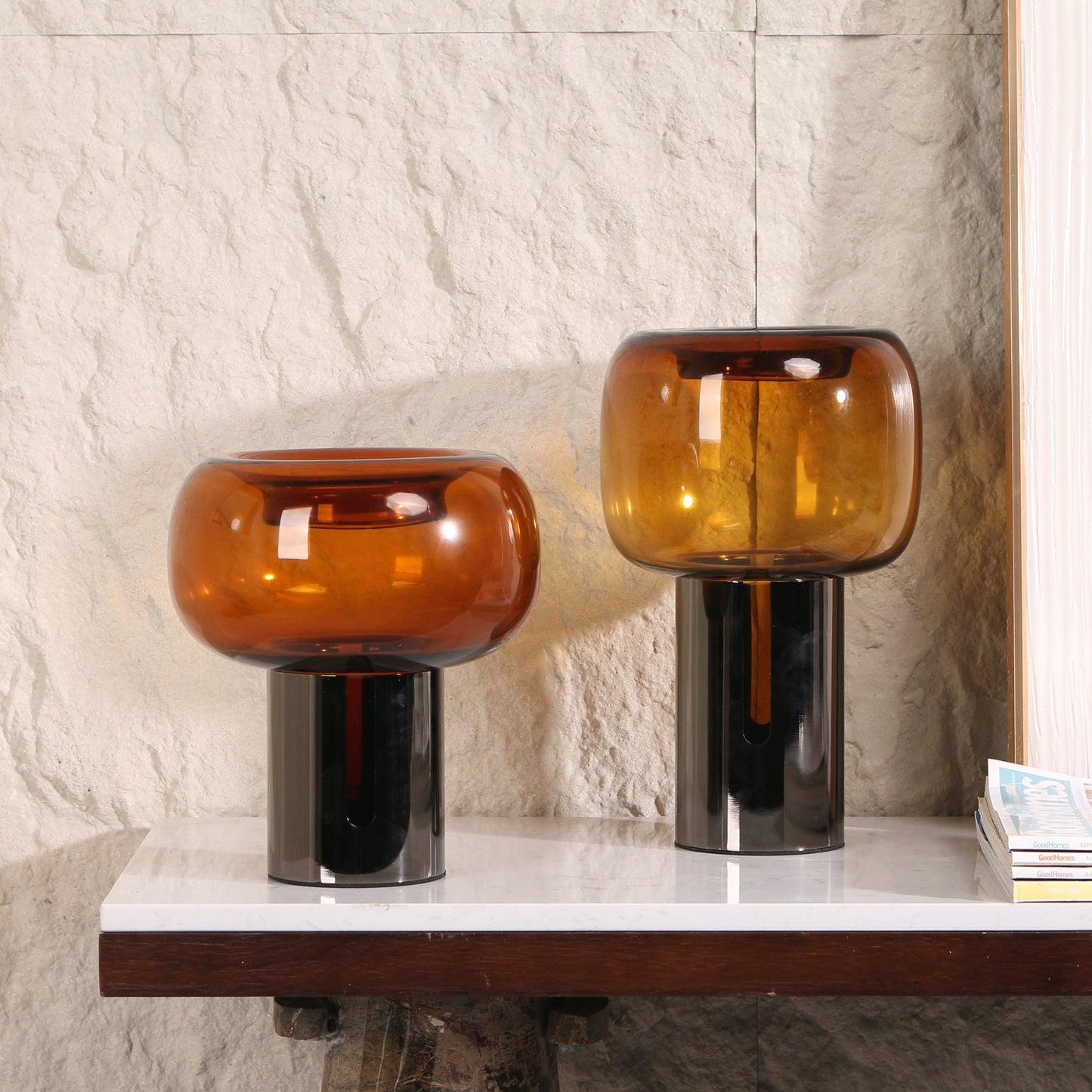 Brunelle Amber Small Glass Vase - Brown