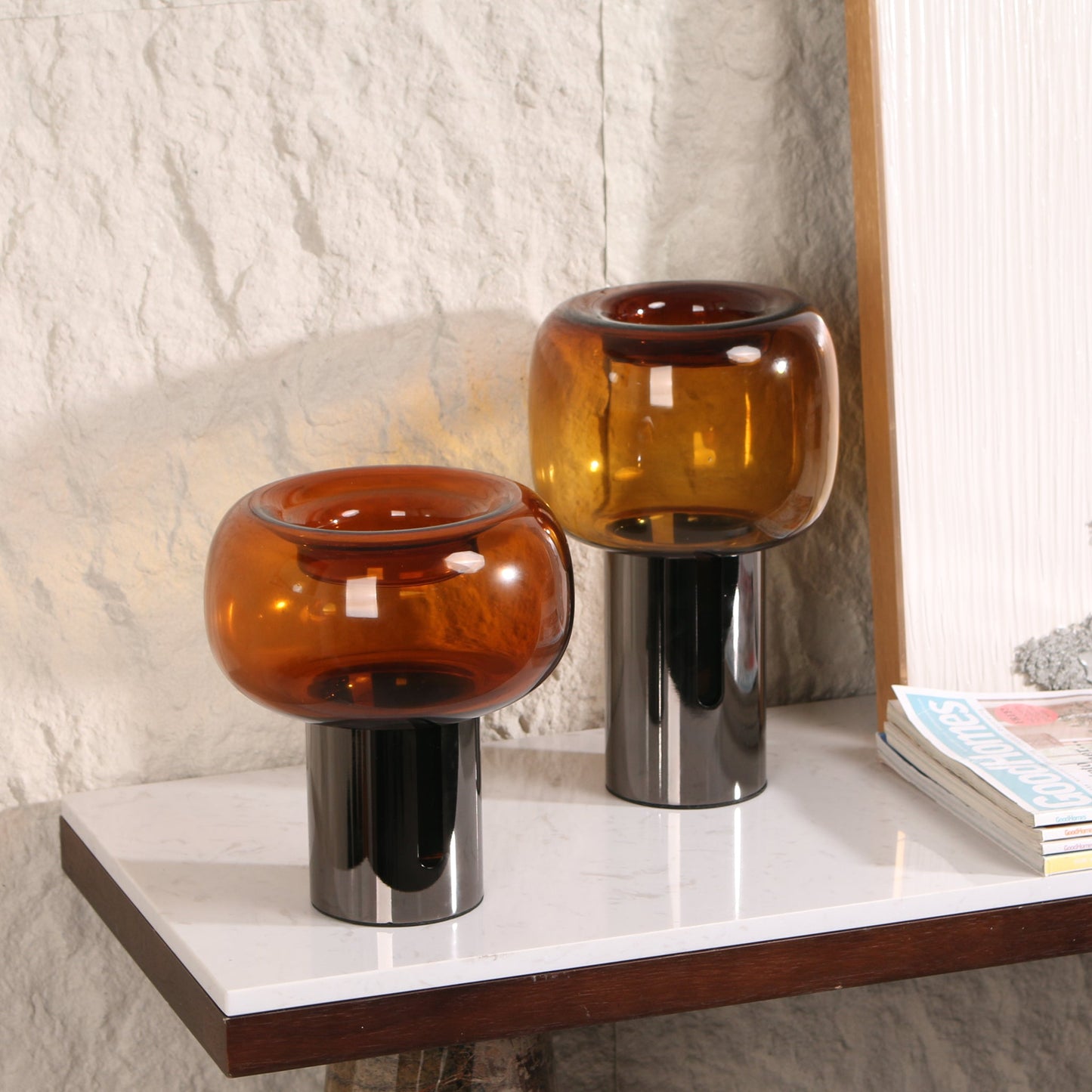 Brunelle Amber Small Glass Vase - Brown